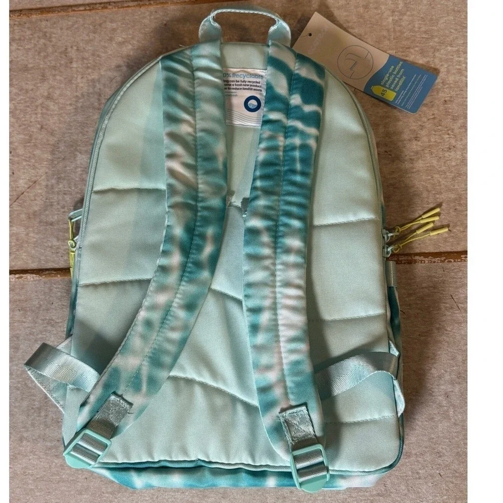 EcoTech Riley Tie Dye Backpack Y2K Soft Girl Travel Laptop Bag NWT Aqua Recycle
